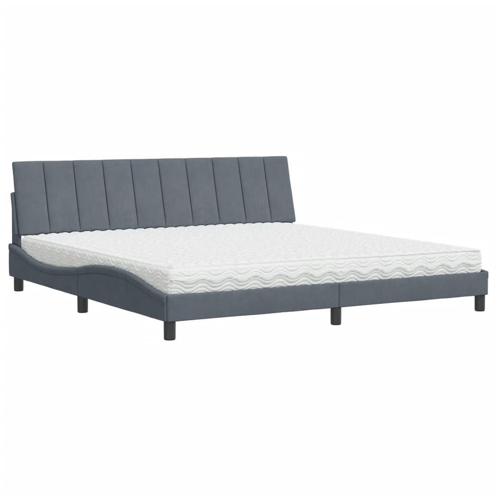 Bett mit Matratze "Hanko" Dunkelgrau 200x200 cm Samt