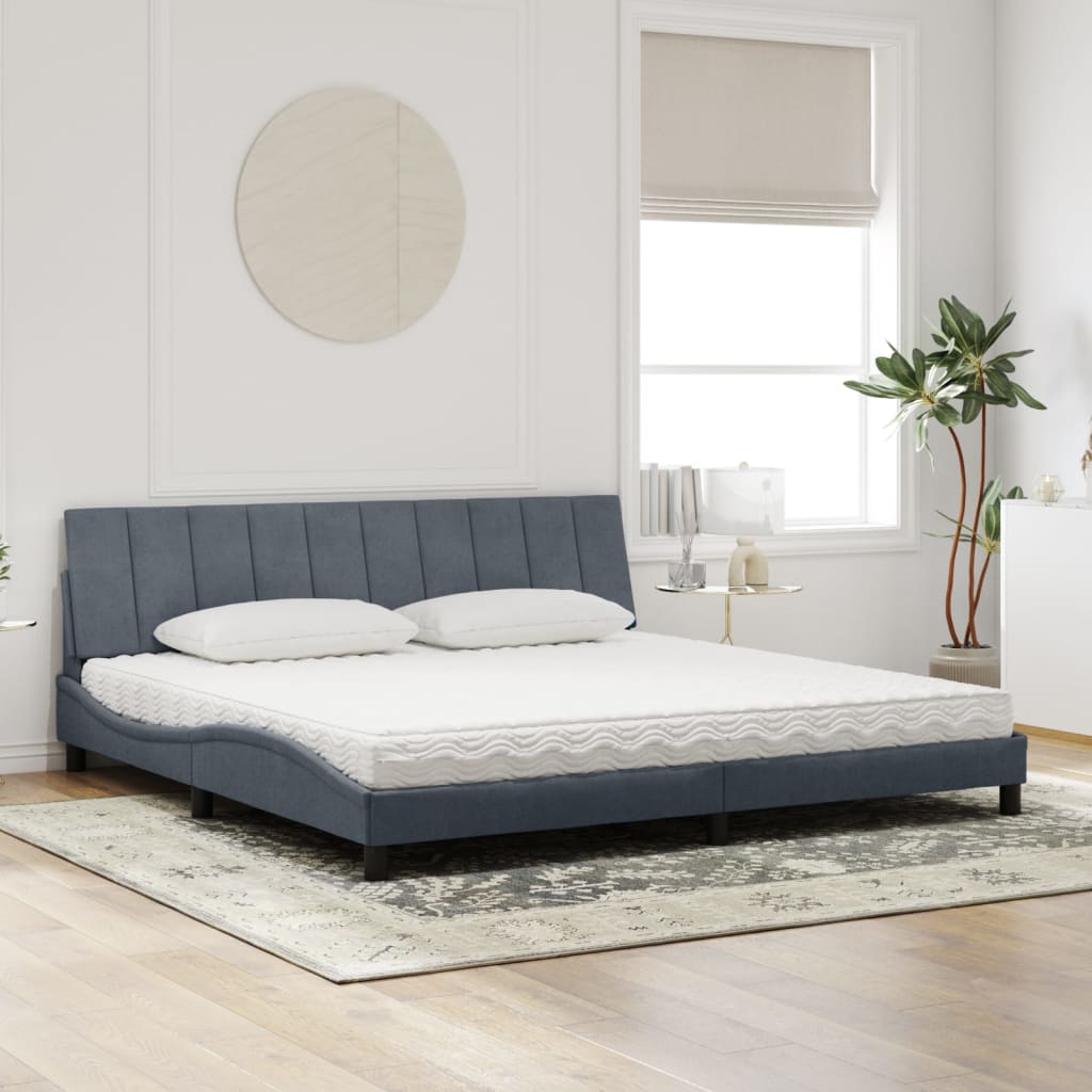 Bett mit Matratze "Hanko" Dunkelgrau 200x200 cm Samt