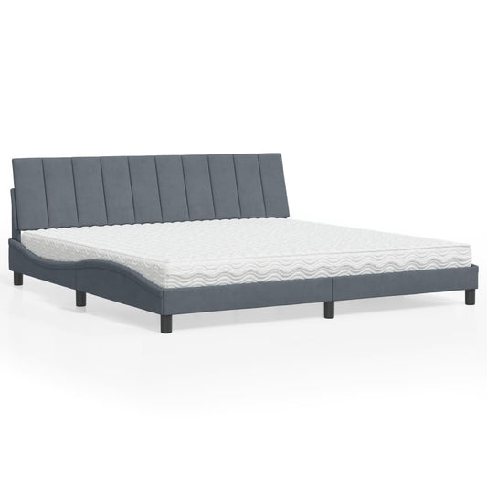 Bett mit Matratze "Hanko" Dunkelgrau 200x200 cm Samt
