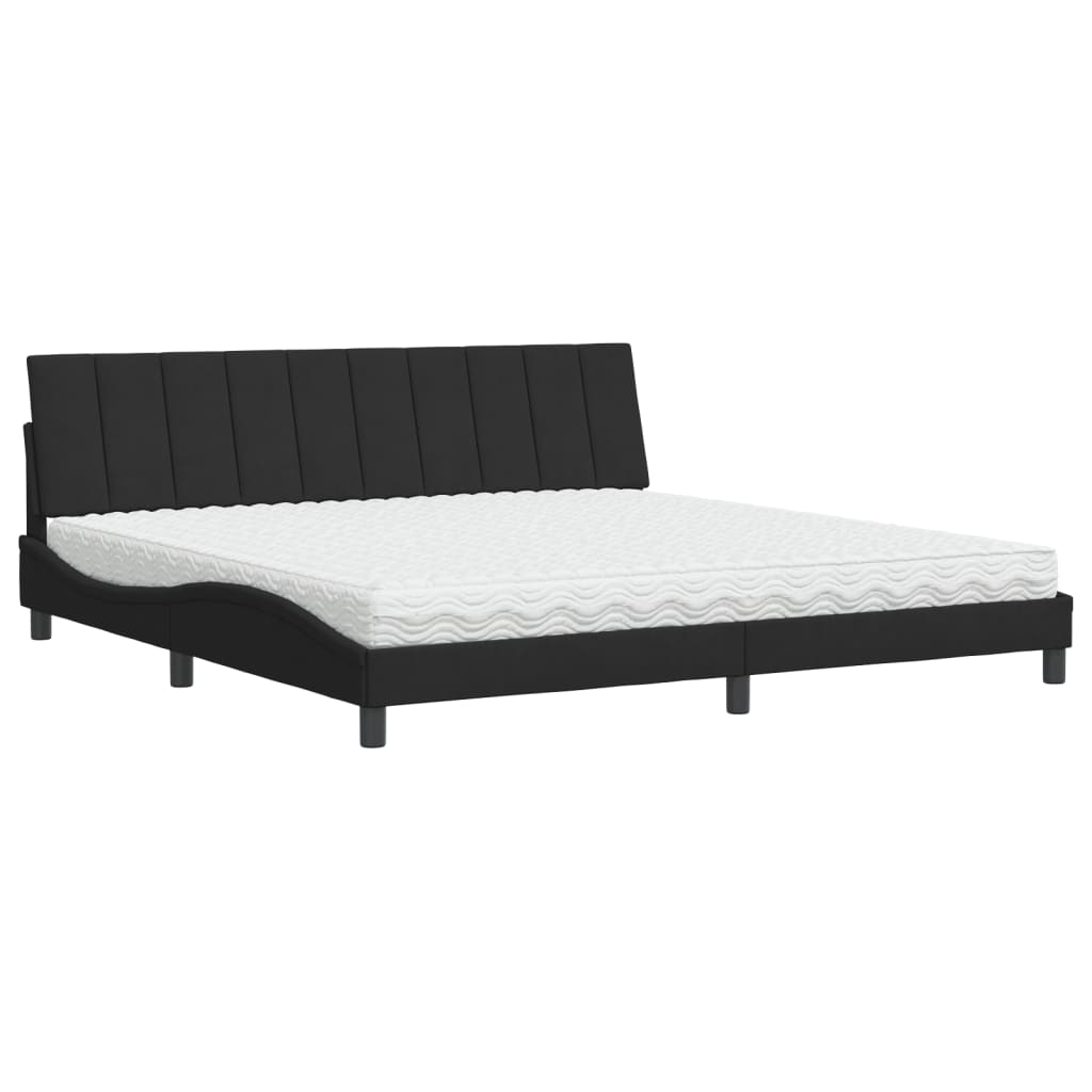 Bett mit Matratze "Hanko" Schwarz 200x200 cm Samt