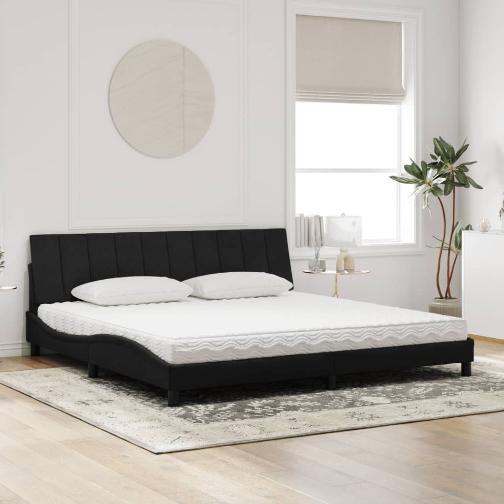 Bett mit Matratze "Hanko" Schwarz 200x200 cm Samt