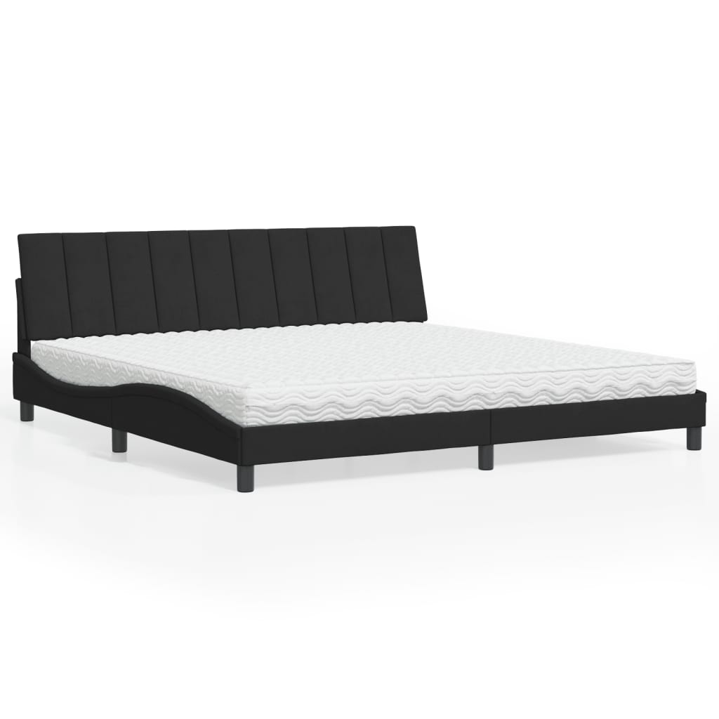 Bett mit Matratze "Hanko" Schwarz 200x200 cm Samt