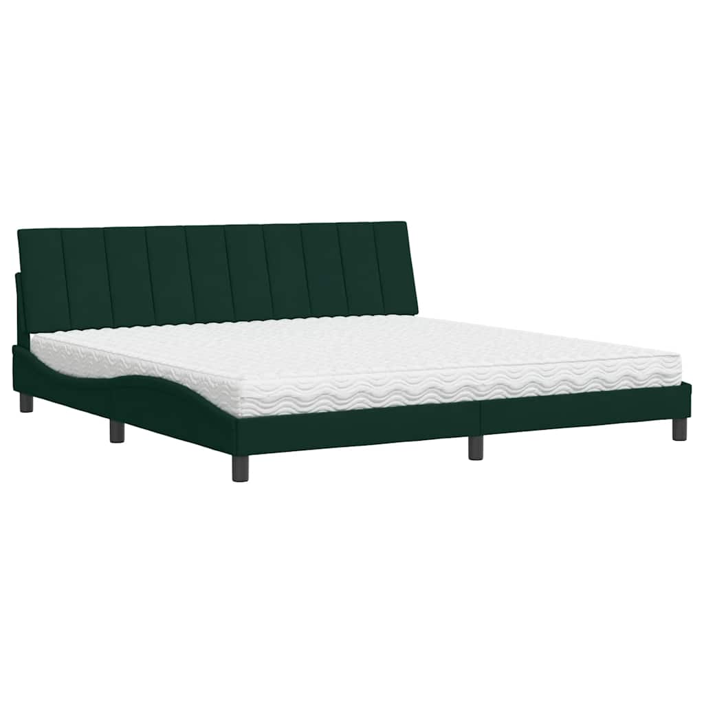 Bett mit Matratze "Hanko" Dunkelgrün 200x200 cm Samt