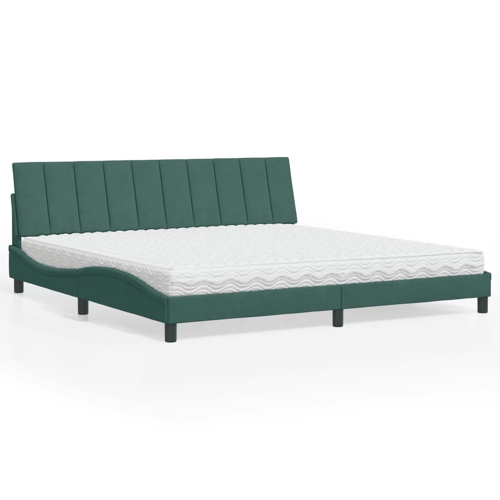 Bett mit Matratze "Hanko" Dunkelgrün 200x200 cm Samt