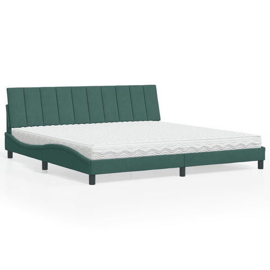 Bett mit Matratze "Hanko" Dunkelgrün 200x200 cm Samt