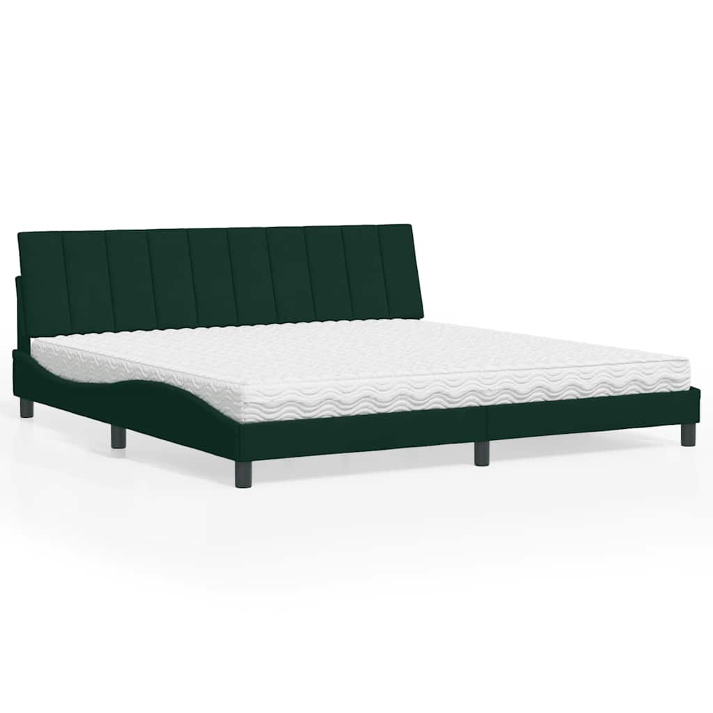 Bett mit Matratze "Hanko" Dunkelgrün 200x200 cm Samt