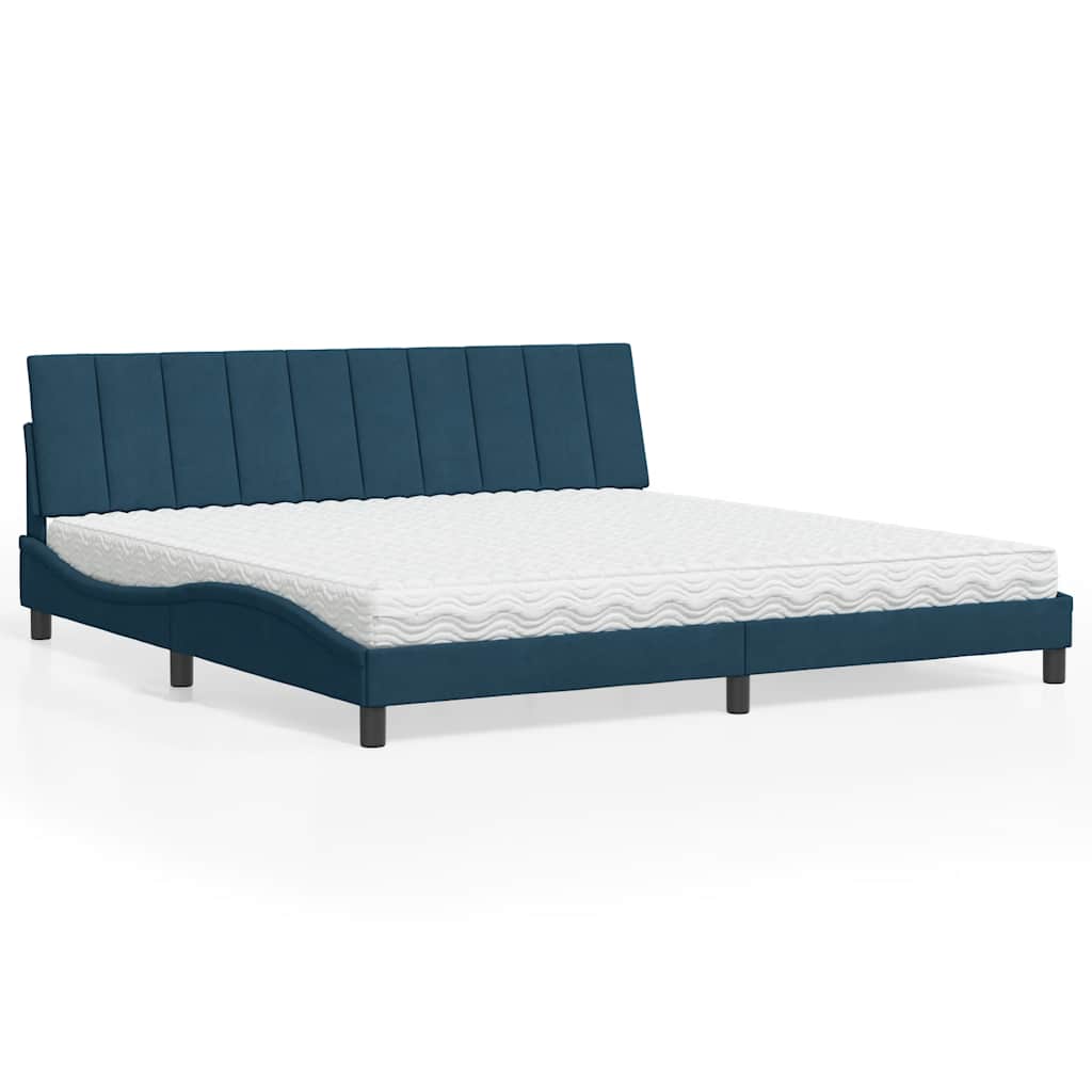 Bett mit Matratze "Hanko" Blau 200x200 cm Samt