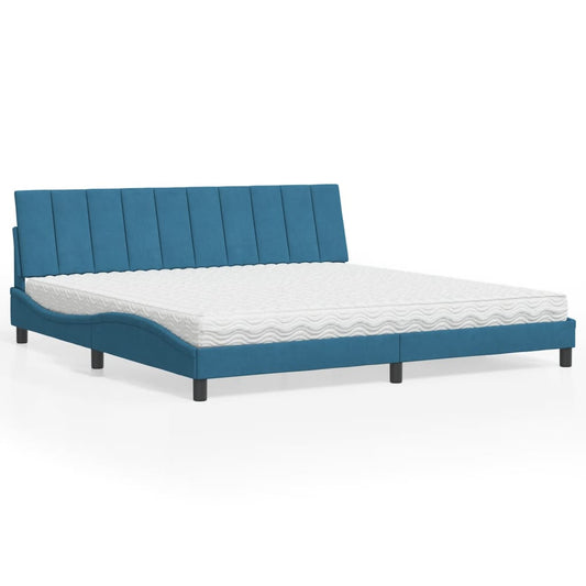 Bett mit Matratze "Hanko" Blau 200x200 cm Samt