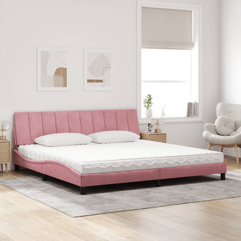 Bett mit Matratze "Hanko" Rosa 200x200 cm Samt