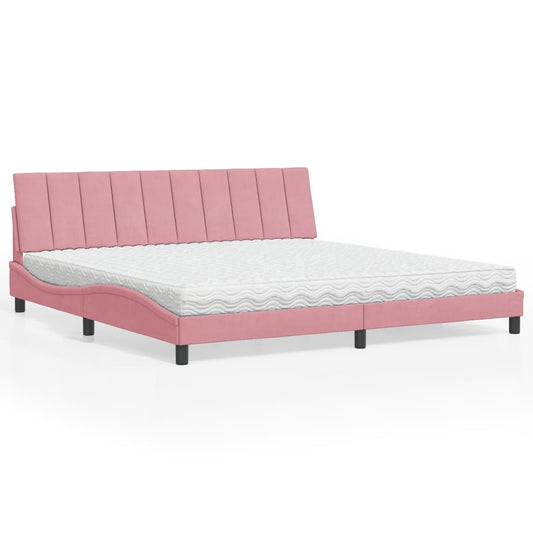 Bett mit Matratze "Hanko" Rosa 200x200 cm Samt