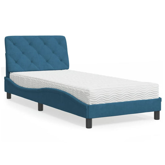 Bett mit Matratze Blau 80x200 cm Samt