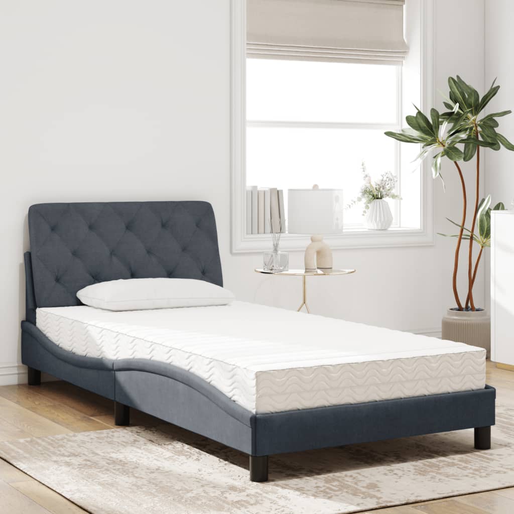 Bed with mattress dark grey 100x200 cm velvet