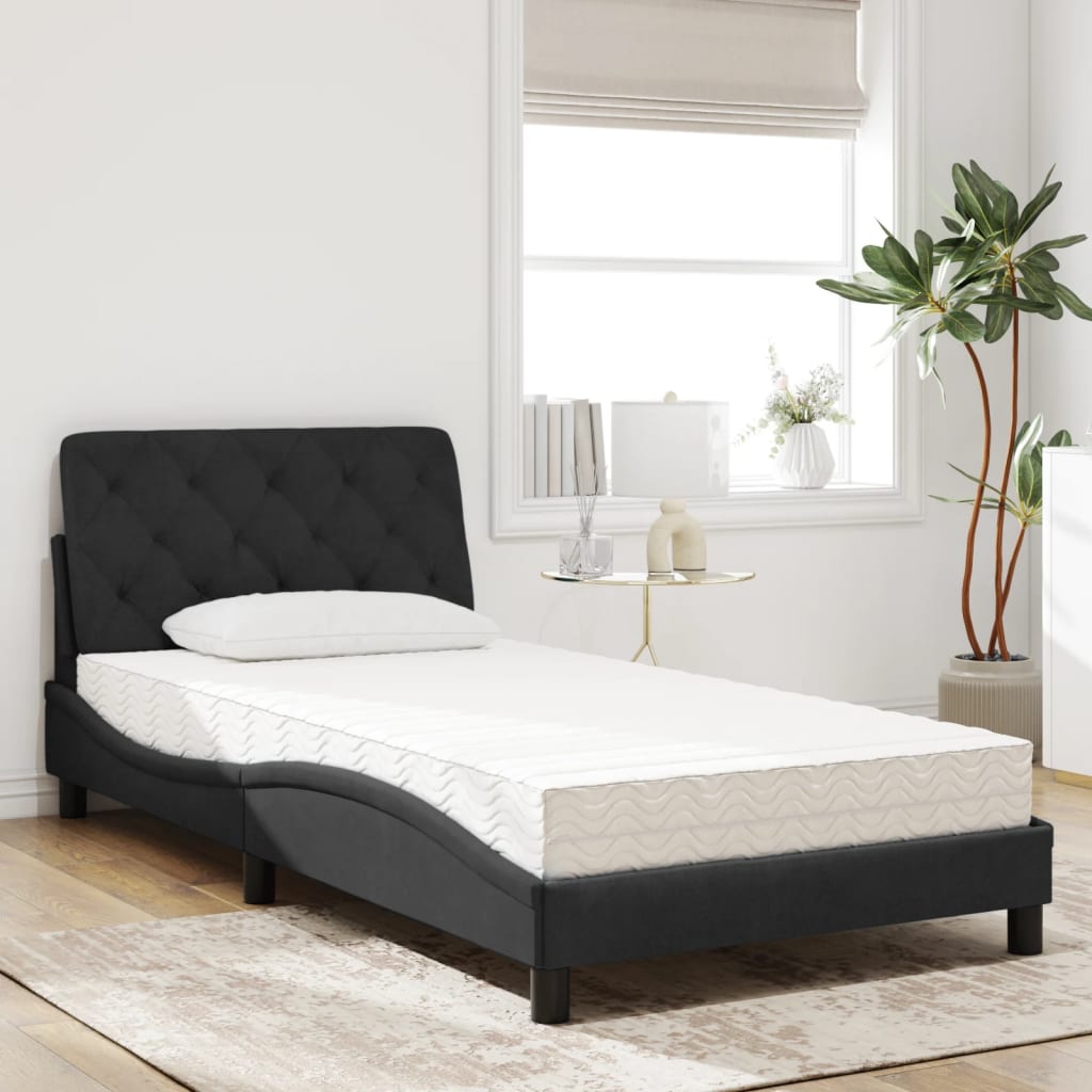 Bed with mattress black 100x200 cm velvet