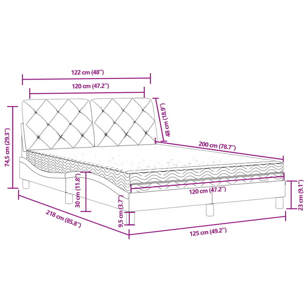 Bett mit Matratze Rosa 120x200 cm Samt