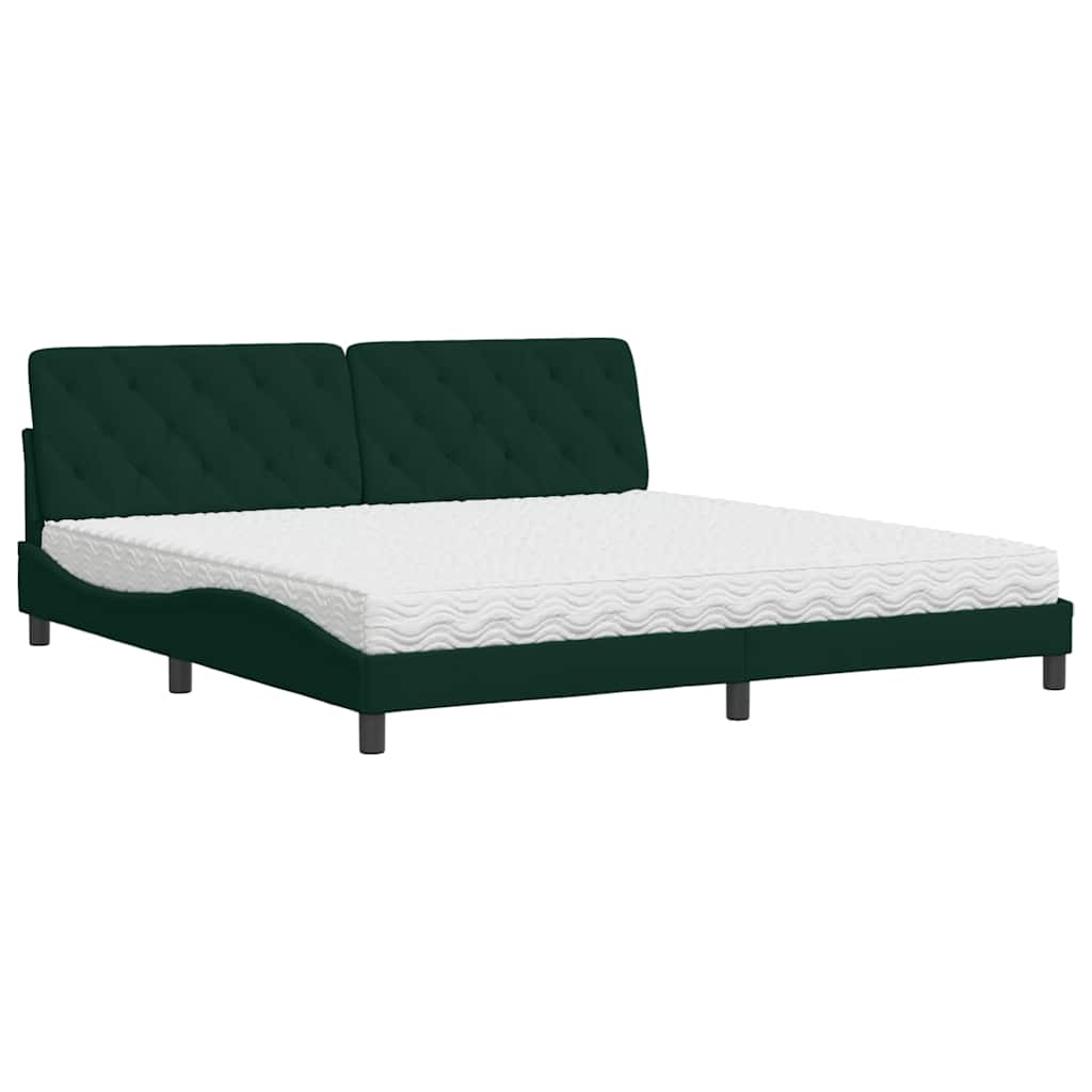 Bett mit Matratze Dunkelgrün 200x200 cm Samt