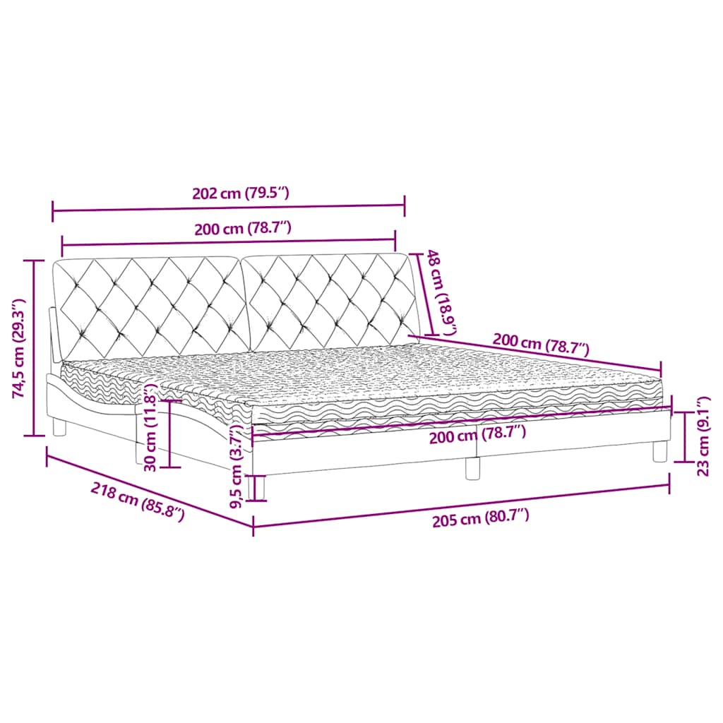 Bett mit Matratze Dunkelgrün 200x200 cm Samt