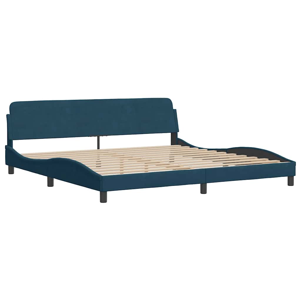 Bett mit Matratze Blau 200x200 cm Samt