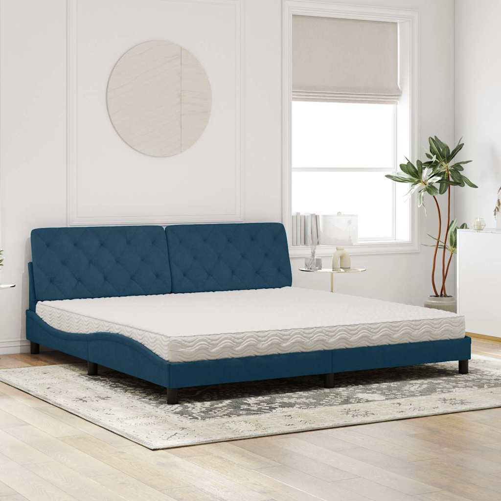 Bett mit Matratze Blau 200x200 cm Samt