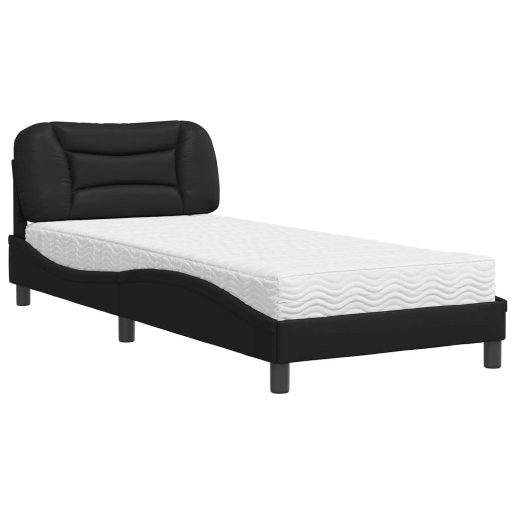 Bett mit Matratze "Hvar" Schwarz 80x200 cm Kunstleder