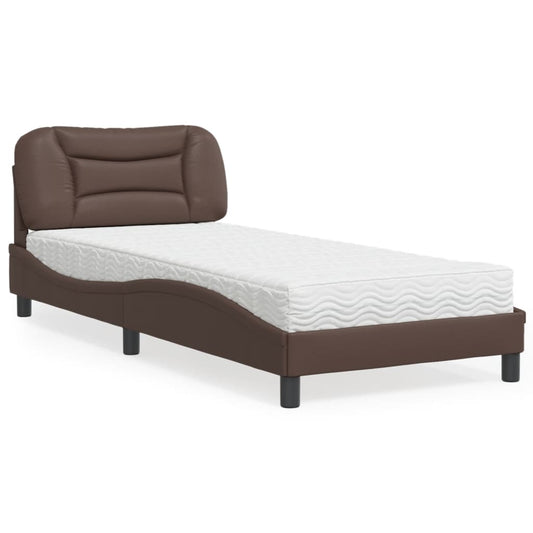 Bed with mattress brown 80x200 cm artificial leather