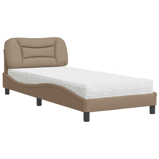 Bed with mattress cappuccino brown 80x200 cm artificial leather