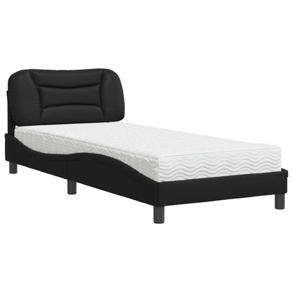 Bett mit Matratze "Hvar" Schwarz 90x190 cm Kunstleder