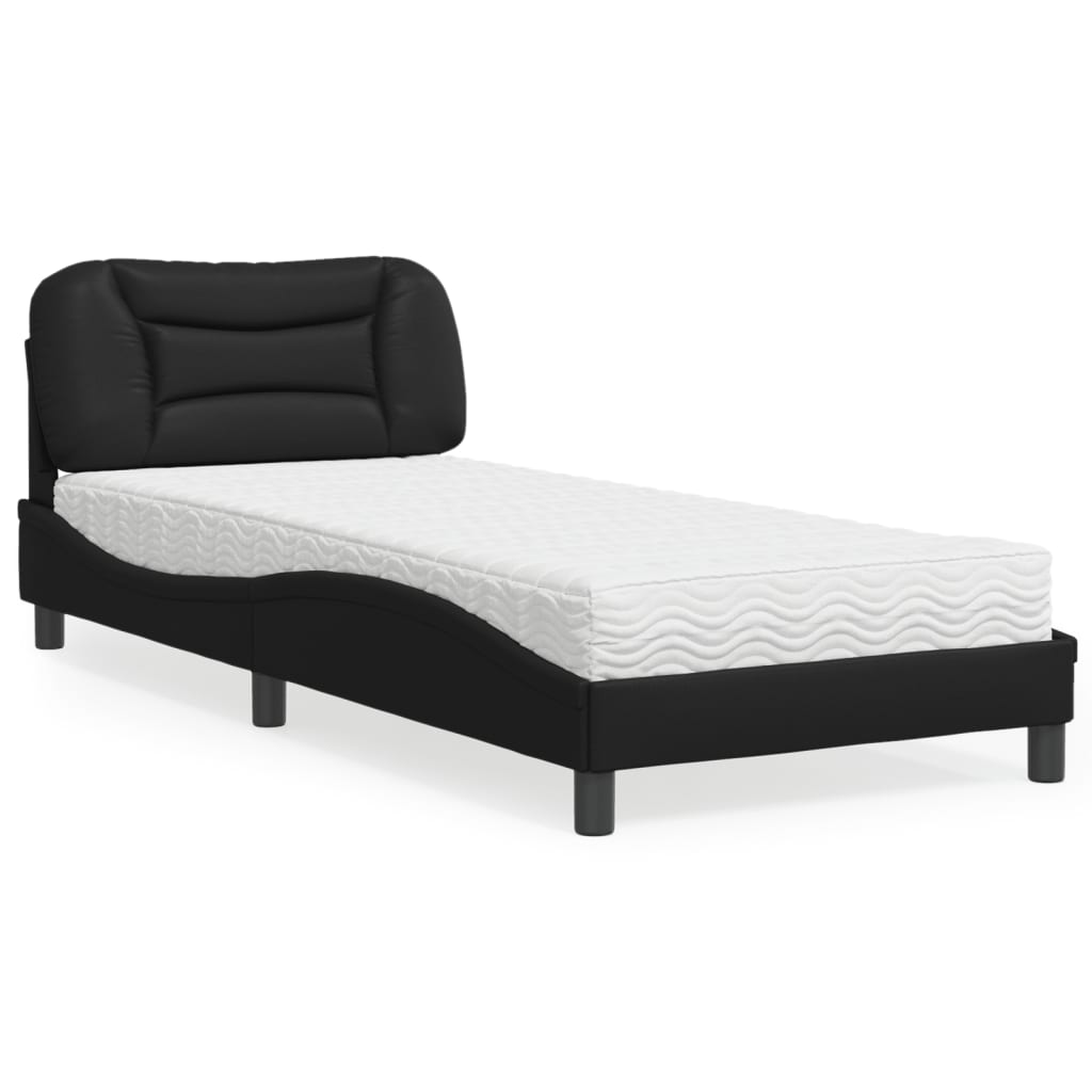Bett mit Matratze "Hvar" Schwarz 90x190 cm Kunstleder
