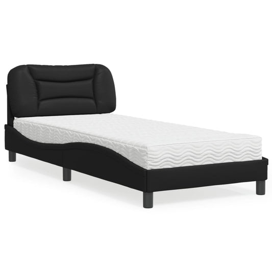Bett mit Matratze "Hvar" Schwarz 90x190 cm Kunstleder