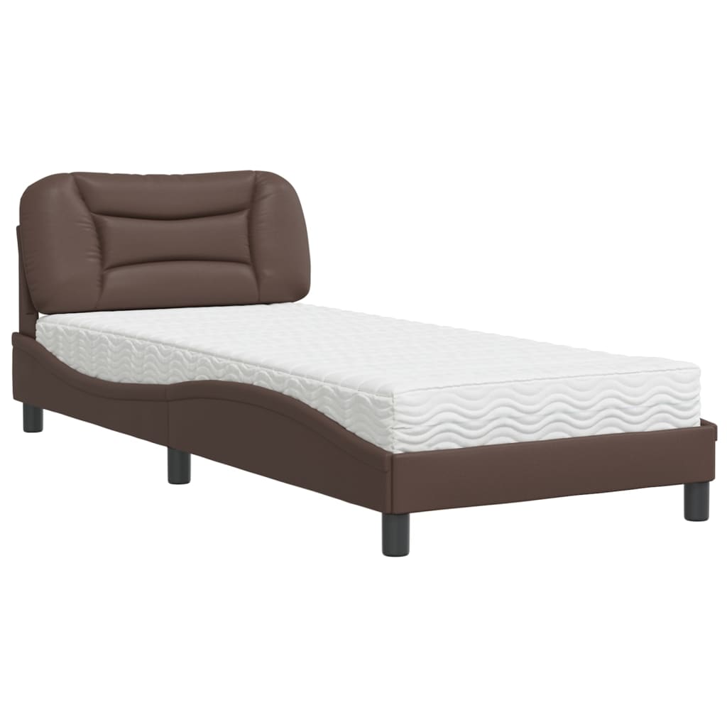 Bett mit Matratze "Hvar" Braun 90x190 cm Kunstleder