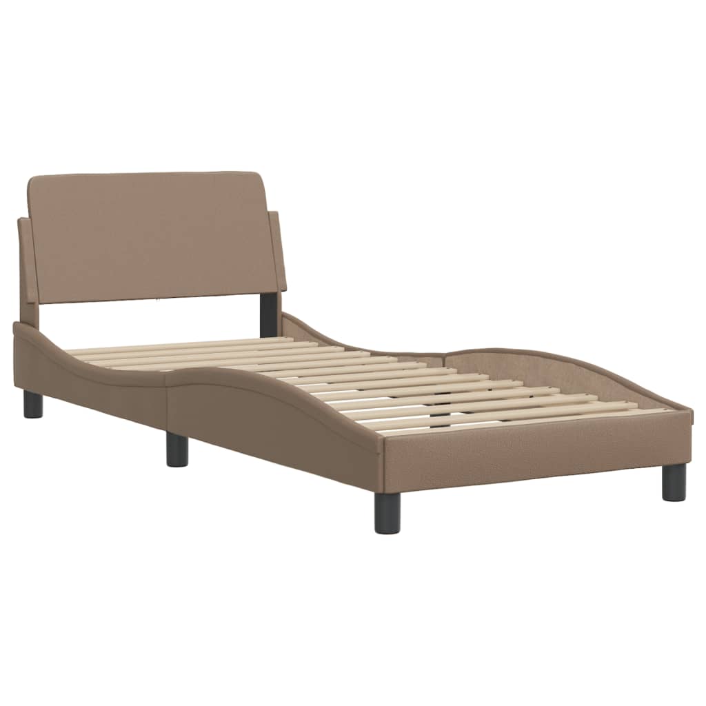 Bed with mattress cappuccino brown 90x190 cm artificial leather
