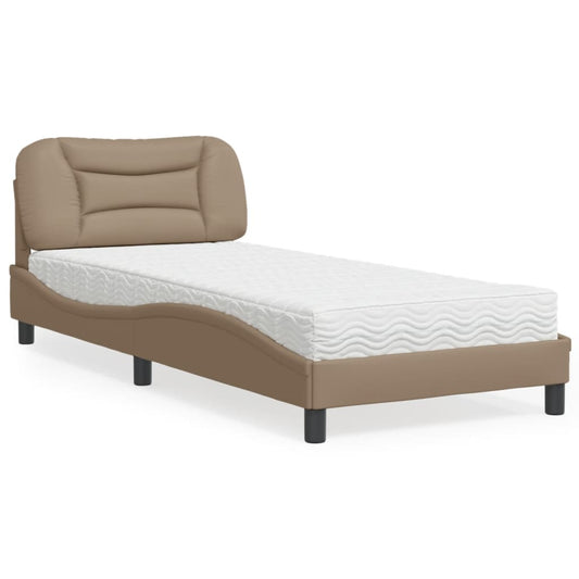 Bed with mattress cappuccino brown 90x190 cm artificial leather