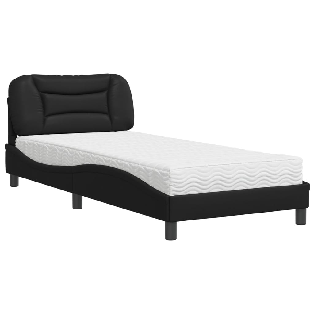 Bett mit Matratze "Hvar" Schwarz 90x200 cm Kunstleder