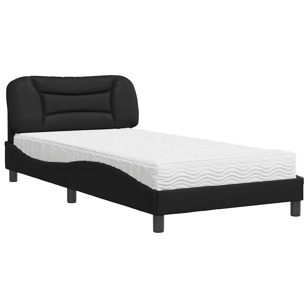 Bed with mattress black 100x200 cm artificial leather