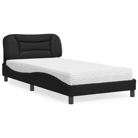 Bed with mattress black 100x200 cm artificial leather