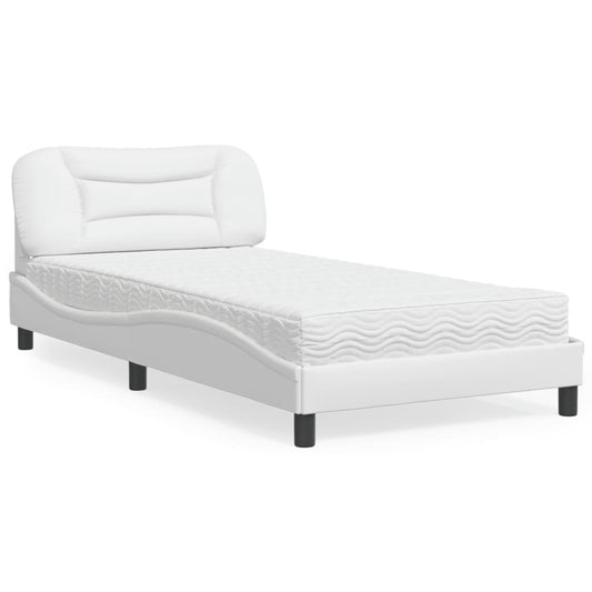 Bed with mattress white 100x200 cm artificial leather