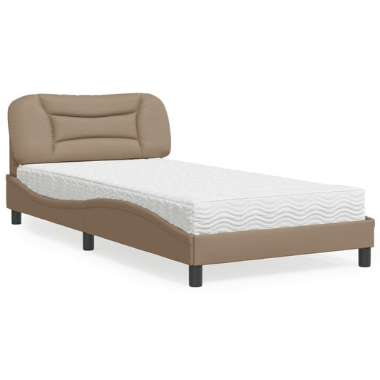 Bed with mattress cappuccino brown 100x200 cm artificial leather