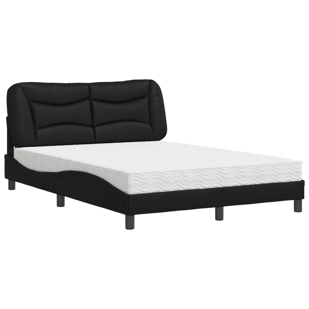 Bett mit Matratze "Hvar" Schwarz 140x190 cm Kunstleder