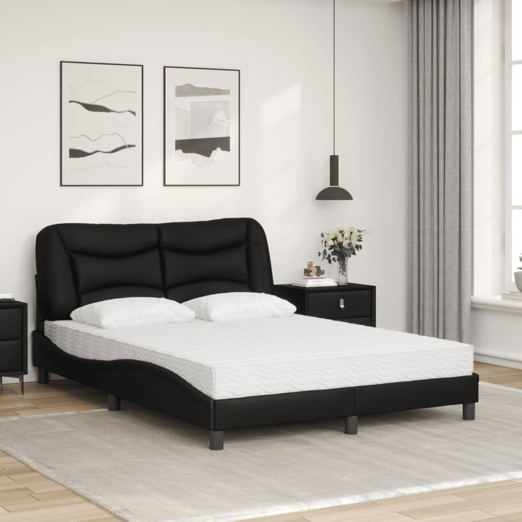 Bett mit Matratze "Hvar" Schwarz 140x190 cm Kunstleder