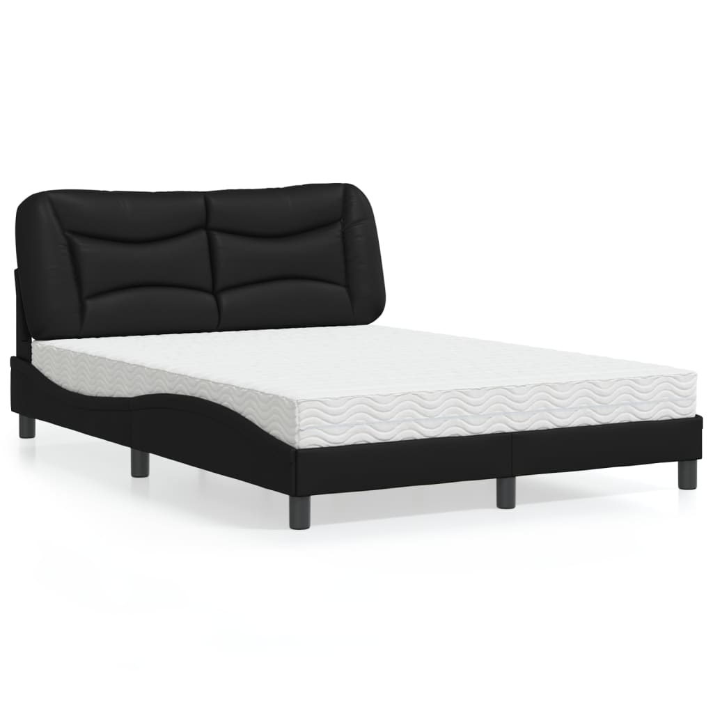 Bett mit Matratze "Hvar" Schwarz 140x190 cm Kunstleder