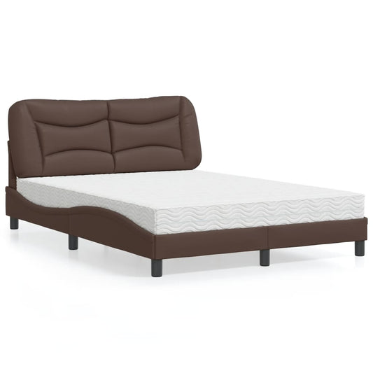 Bett mit Matratze "Hvar" Braun 140x190 cm Kunstleder