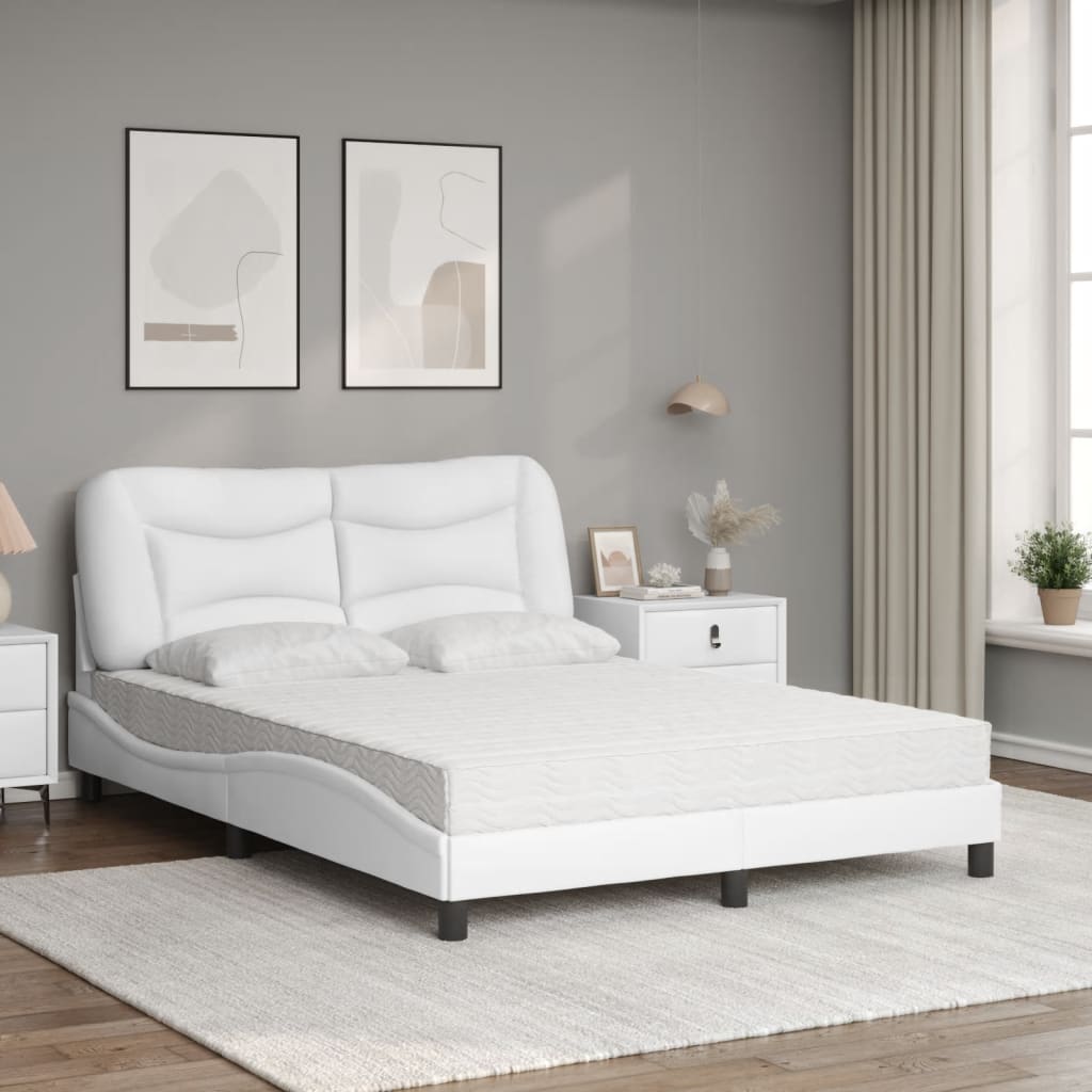 Bett mit Matratze "Hvar" Weiß 140x200 cm Kunstleder