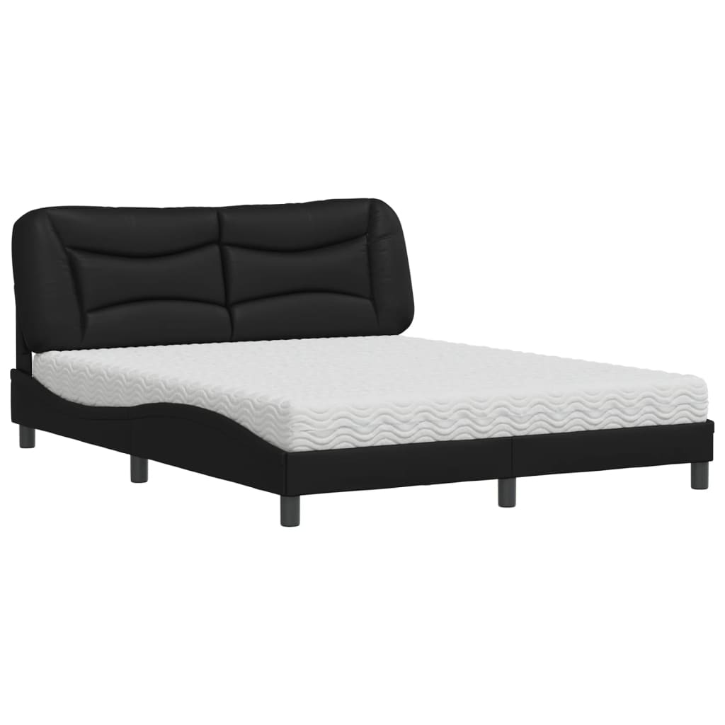 Lit avec matelas "Hvar" Noir 160x200 cm simili cuir
