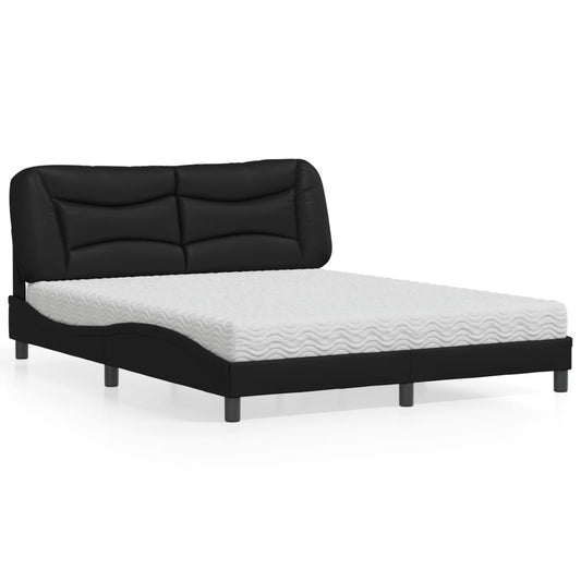 Bed with mattress black 160x200 cm artificial leather