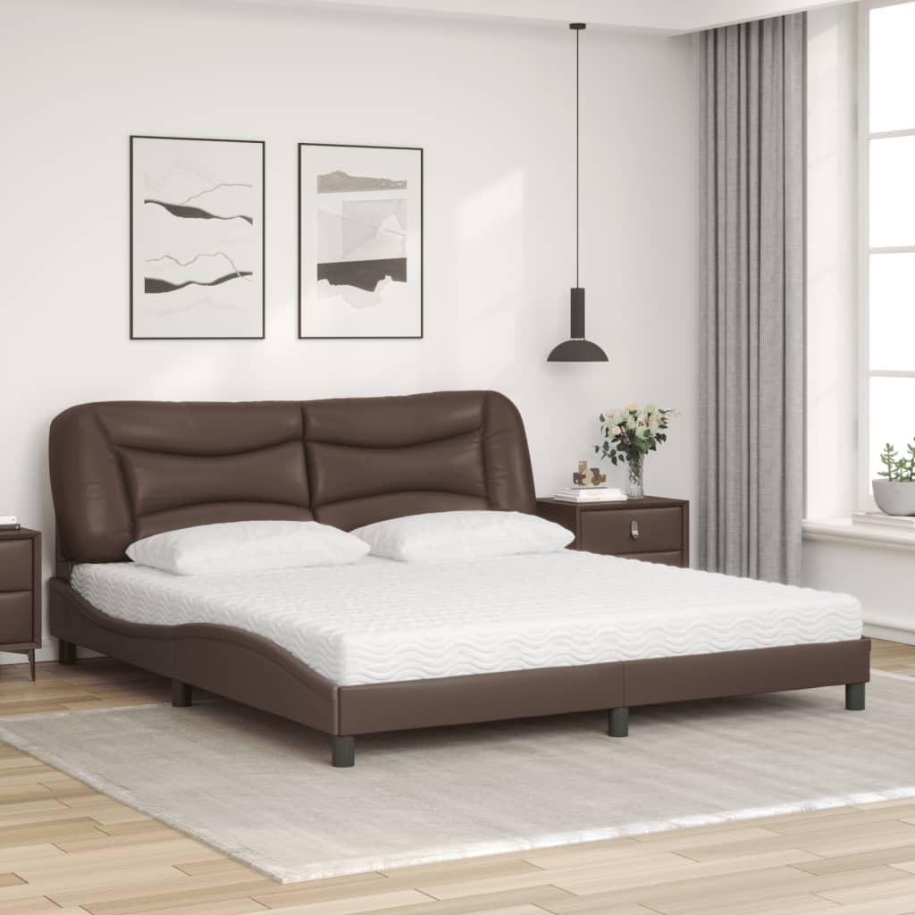 Bett mit Matratze "Hvar" Braun 180x200 cm Kunstleder