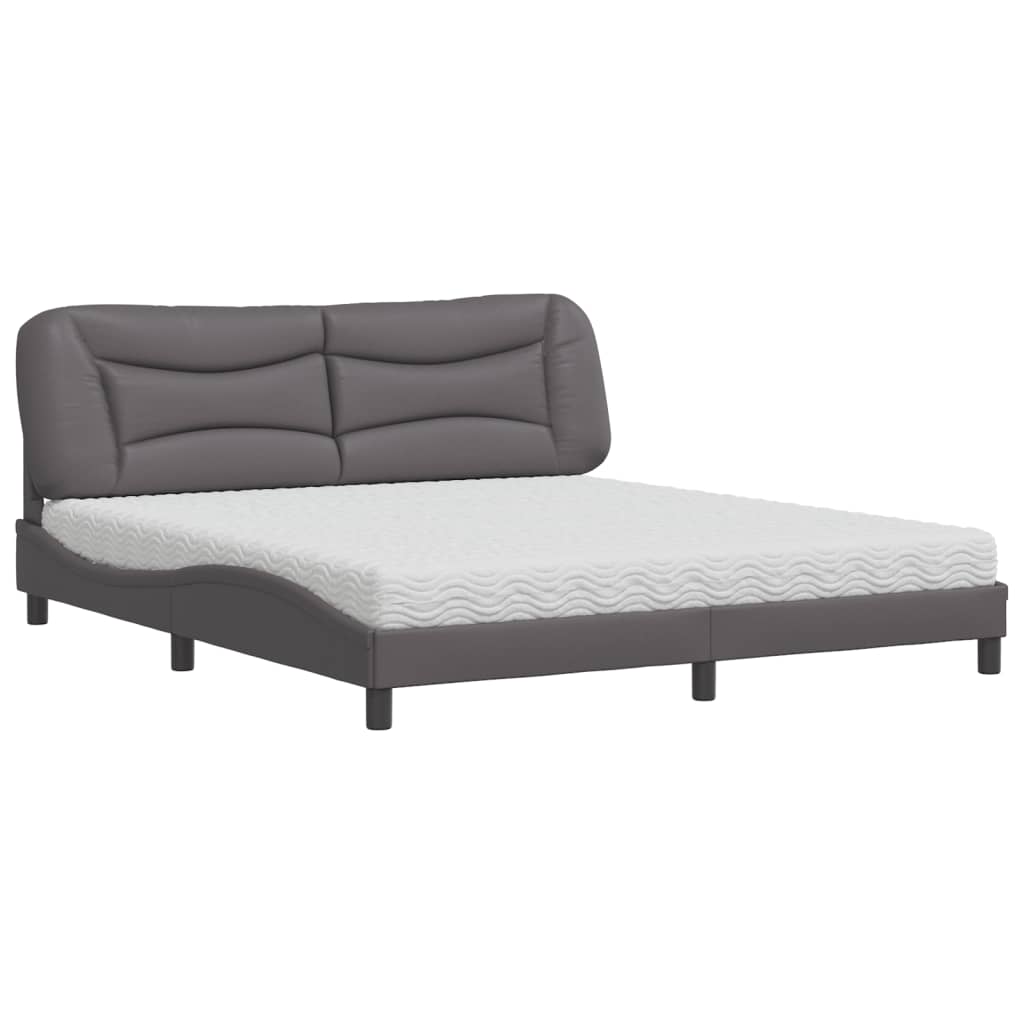 Bed with mattress grey 180x200 cm artificial leather