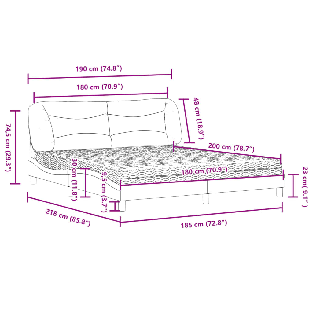 Bed with mattress grey 180x200 cm artificial leather