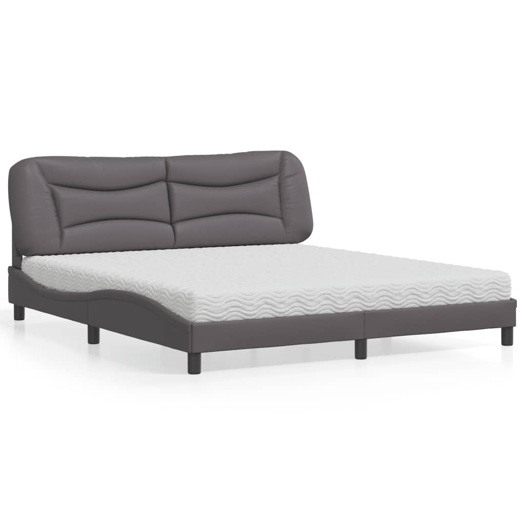 Bed with mattress grey 180x200 cm artificial leather