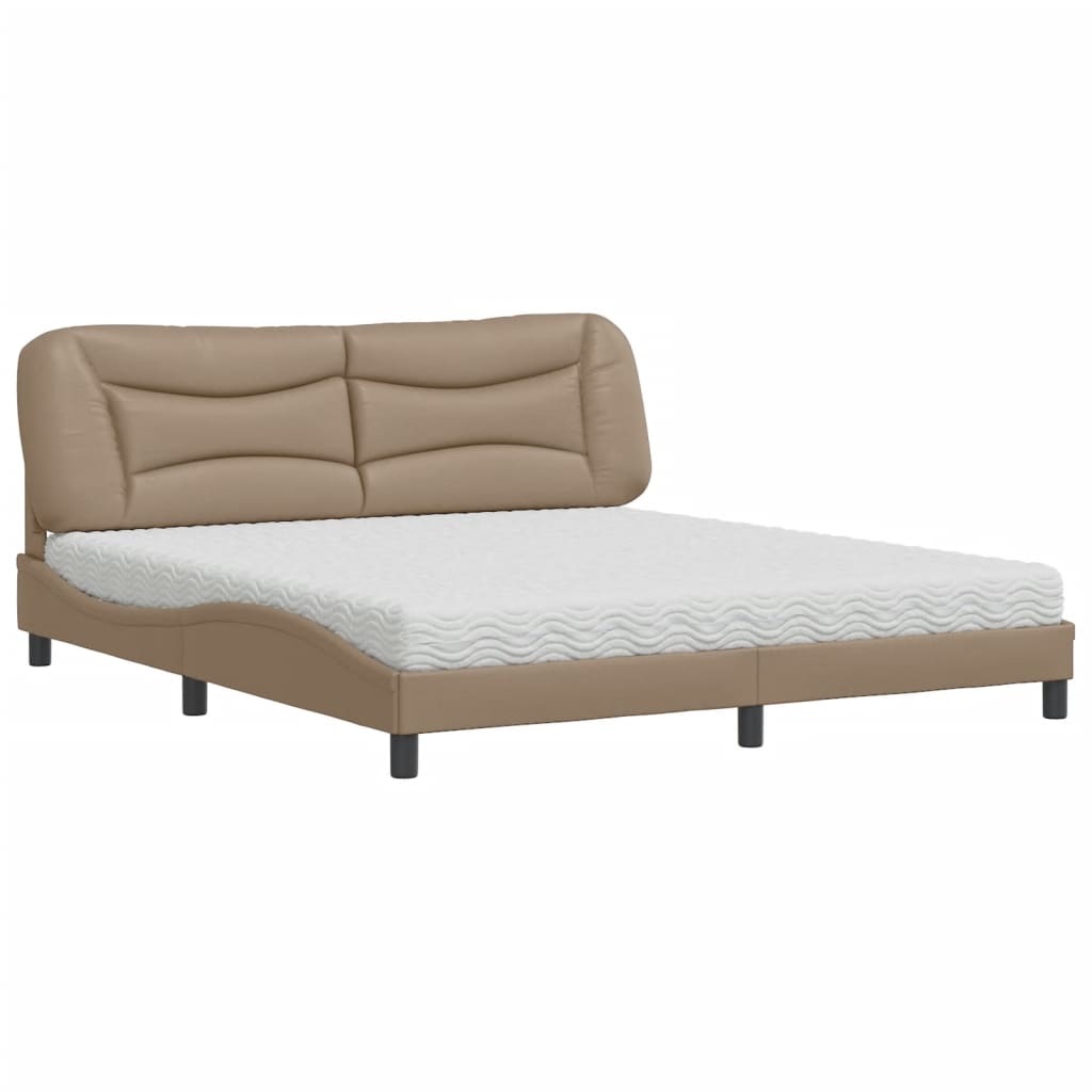 Bett mit Matratze "Hvar" Cappuccino-Braun 180x200 cm Kunstleder