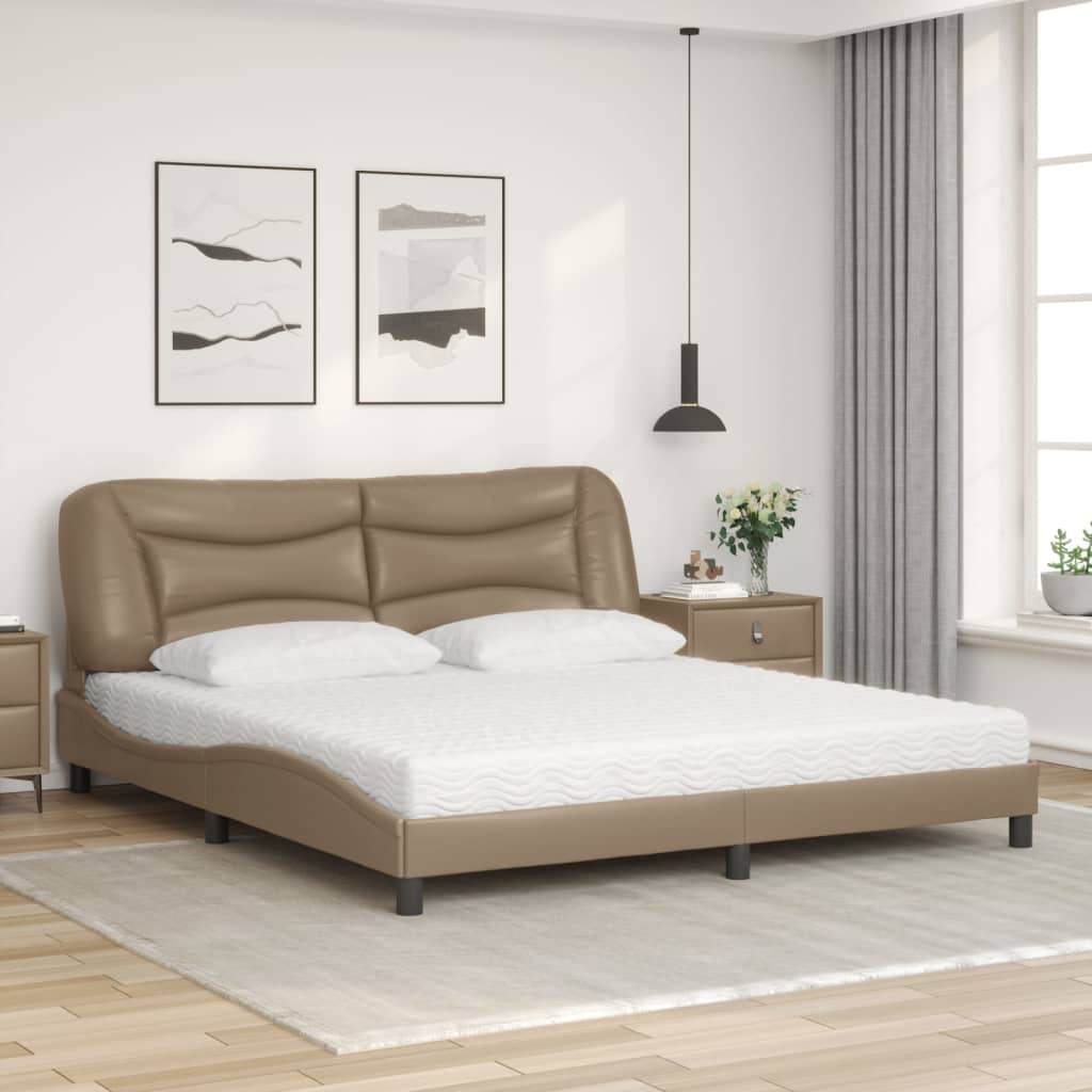 Bett mit Matratze "Hvar" Cappuccino-Braun 180x200 cm Kunstleder