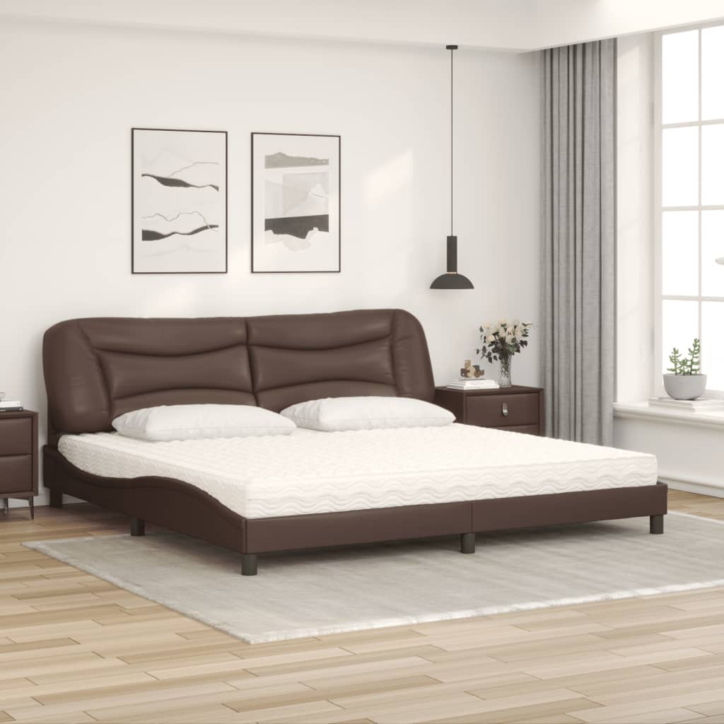 Bett mit Matratze "Hvar" Braun 200x200 cm Kunstleder